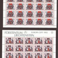 CA42 Briefmarken Liechtenstein 1982 Kleinbogen Europa CEPT