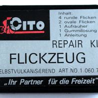 CITO Repair Kit Fahrrad Flickzeug kleine Kunststoff Dose aus den 1980er Jahren