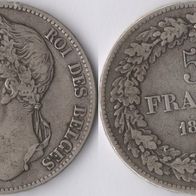 Belgien 5 Francs 1848 (S) "Leopold I. (1831-1865)" ROI DES BELGES