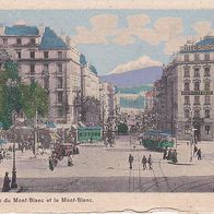 alte AK Schweiz - Genève - Rue du Mont-Blanc et le Mont-Blanc (8993)