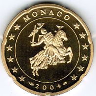 20 Cent Monaco 2004 PP minus Euro-Kursmünze