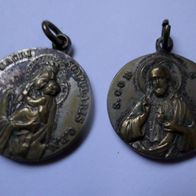 Antik Anhänger Amulett Religiös Jesus Maria mit Kind 5 g schwer 2 cmØ