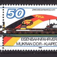 DDR 1986 Eröffnung der Eisenbahnfährverbindung Mukran - Kleipeda W Zd 692 Plattenfehl