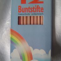 12 farbige Buntstifte Naturholz unlackiert