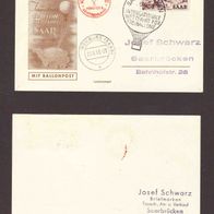 CC47 Briefmarken SAAR 1953 Homburg Ballonpost Kornbrannt II