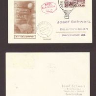 CC48 Briefmarken SAAR 1953 Homburg Ballonpost MISS CANADA