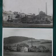 Merkenbach (Herborn): Drahtwerk Berkendorf u. Drebes, 2 Foto-Ak vor 1945