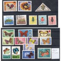 Briefmarken Motive Insekten - Eidechsen - Schmetterlinge Lot 20 Briefmarken