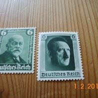 2 Marken Deutsches Reich-A. Hitler/ 50 Jahre G. Daimler-postfrisch