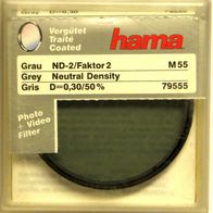 Hama Hoya Filter ND-2 X2 / Faktor 2 Neutral Density D=0,30/50% M55 M 55, 79555