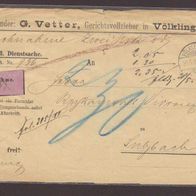 CD29 Deutsches REICH SAAR 1895 Völklingen Nachnahme nach Sulzbach