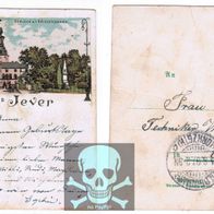 Gruss aus Jever gelaufen 1898, Lithographie mit sieben Ansichten
