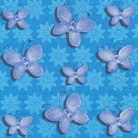 1 Serviette - Schmetterlinge - blau