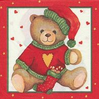 1 Serviette - Weihnachten - Christmas - Bär - Teddy