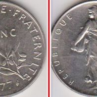 1977 Frankreich - 1 Franc - Erhaltung: sehr schön
