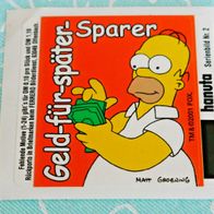 HANUTA Sammelbilder Sticker Homer Simpson - Geld-für-später-Sparer - Nr 2