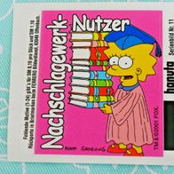HANUTA Sammelbilder Sticker - LIsa Simpson - Nachschlagewerk-Nutzer Nr 11