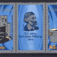 DDR 1989 100 Jahre Carl-Zeiss-Stiftung, Jena W Zd 802 Leerfeld postfrisch -3-