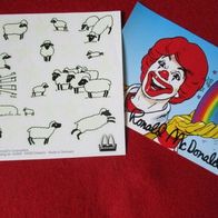 Ronald McDonald Autogrammkarte und Klebebilder "Schäfchen mit Sternen" nachleuchtend