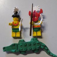Lego 2 Figuren und Krokodil aus dem Set 6262 King Kahuka´s Throne, Insulaner