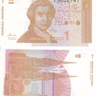 Kroatien, 1 Dinar Hrvatska Geldschein 1991 / NEU, Banknote, Papiergeld