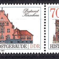 DDR 1987 Historische Postgebäude W Zd 704 Plattenfehler postfrisch
