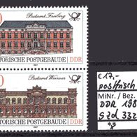 DDR 1987 Historische Postgebäude S Zd 332 Plattenfehler postfrisch