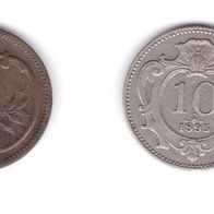 Österreich Ungarn 1 2 10 u 20 Heller 1895 - 1909 Münzen Sammler Geld Numismatik