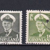 Grönland, 1950, König, 2 Briefm., gest.