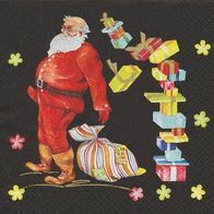 1 Serviette - Weihnachten - Christmas - Santa - black