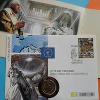 Vatikan 2008 2 Euro Gedenkmünze Paulusjahr als Numisbrief - Edition mit Folder