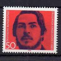 Bund BRD 1970, Mi. Nr. 0657 / 657, Engels, postfrisch #18032