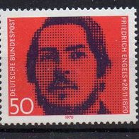 Bund BRD 1970, Mi. Nr. 0657 / 657, Engels, postfrisch #18037