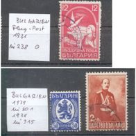 Briefmarken Bulgarien 1931 Flugpost, 2 Marken 1936/37