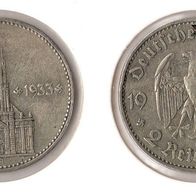 III. Reich 2 Reichsmark 1934 -A- "Kirche m. Datum* Jaeger 355. ss Silber