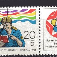 DDR 1985 Weltfestspiele der Jugend und Studenten, Moskau W Zd 639 Ersttagssonderst. 2