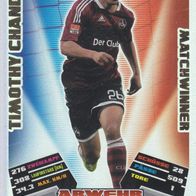 1. FC Nürnberg Topps Match Attax Trading Card 2012 Timothy Chandle Nr.367 Matchwinner