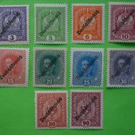 Österreich 1918 Lot aus Mi. Nr. 228 - 242 * * Aufdruck Deutschösterreich