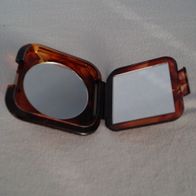 Taschenspiegel braun ein normaler und ein Vergrößerungs Spiegel ca. 7,5 cm x 7,5 cm