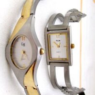 2x Damen Armbanduhr mit Edelstahl Spangenarmband * von TCM & GM