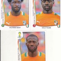3x Panini Sammelbilder zur Fussball WM 2014 Mannschaft aus der Elfenbeinküste