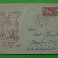 DDR 1959 Mi. Nr. 712 = auf Brief = Leipziger Herbstmesse 1959 =