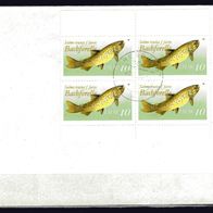 DDR 1988 Süßwasserfische MiNr. 3096 II Viererblock gestempelt auf Brief