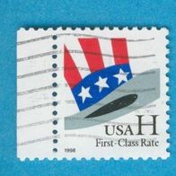 USA 1998 Mi.3059 mit Seitenrand Freimarke Hut von Uncle Sam gest.