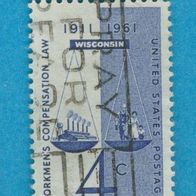 USA 1961 Mi.812 mit Oberrand Gerechtigkeitssymbol gest.