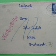 DDR 1950 / 51 = Mi. Nr. 251 = Wilhelm Pieck 12 Pf auf Brief = Nachgebühr =