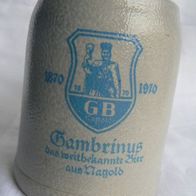 Gambrinus Brauerei Nagold alter 0,5 Liter Bierkrug/ Steinkrug 1870-1970