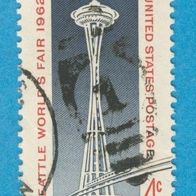 USA 1962 Mi.826 Weltausstellung in Seattle mit Nummerstempel