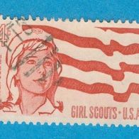 USA 1962 Mi.829 Pfadfinderin vor Flagge gestempelt.