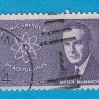 USA 1962 Mi.830 10 Todestag von Brien McMahon sauber gestempelt + Nummerstempel.